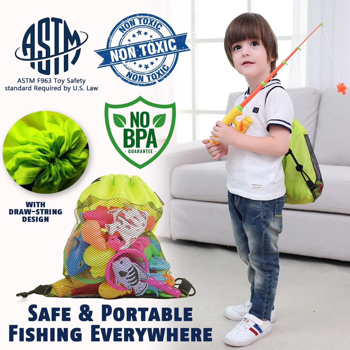 Water Toy for Kids Outdoor Pool Toy for Kids aged 3 4 5, fishing game with 30 magnetic fishes Bathtub Toy Bath Toy for Kids Pool/Splash Pool/Garden/Beach