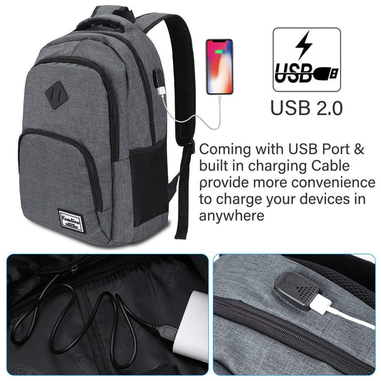YAMTION Laptop Backpack, Men's Backpack with USB Charging Port School Backpack for Boys Teenagers with 15.6 Inch Laptop Compartment for Work School Travel, 35L