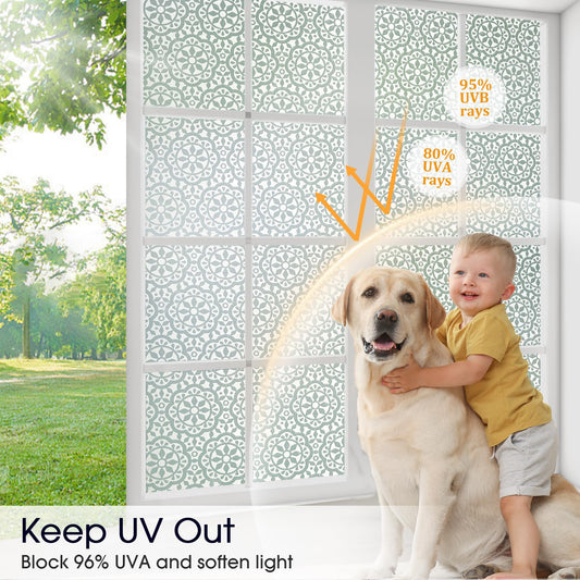 Lifetree window film decorative film privacy privacy film static cling glass sticker without adhesive frosted glass film for home and office flowers 60 x 200 cm