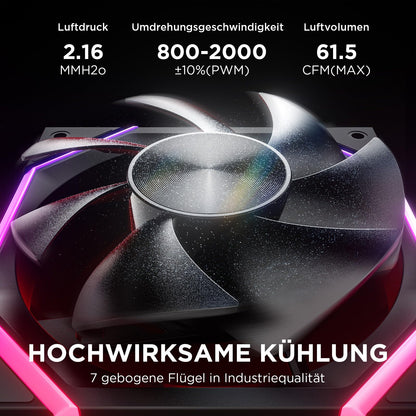 AsiaHorse RGB PC Fans 120MM Case Fans [3 Pack] [HDB] 61.5 CFM/2000 RPM/2.16 MMH2O ARGB Fans 5V3PIN ARGB and 12V4PIN PWM Fans, 50,000 Hours Lifespan Nyota-A12-Black