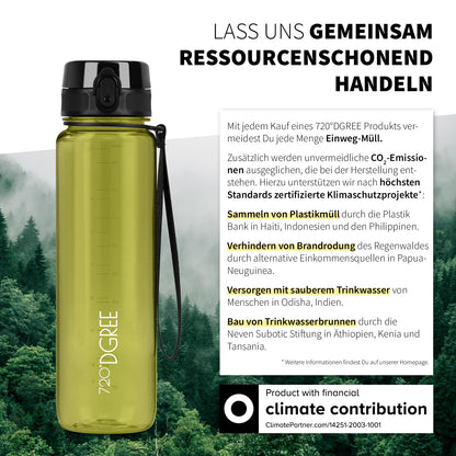 720°DGREE water bottle 650ml "uberBottle" crystalClear +infuser - BPA-free - Leak-proof bottle for kids, school, university, sports, gym, fitness - Tritan sports bottle - Lightweight, shockproof.