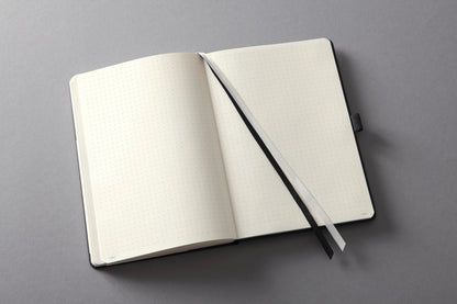 Sigel CO108 notebook A4 dotted black, hardcover, 194 numbered pages, sustainable paper, with table of contents, pen loop, folding pocket, elastic band closure, Conceptum