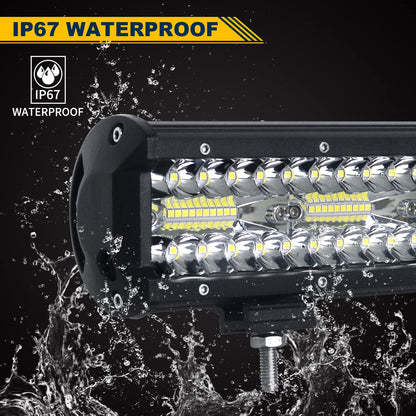 Willpower 20 Inch 51CM 420W LED Work Light Bar + Magnetic Mounts + Wiring Harness LED Headlights 12V 24V Floodlight Spot for Offroad Car Tractor Auxiliary Headlights Reverse Light
