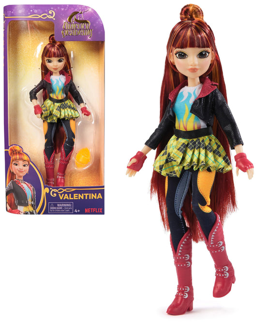 Unicorn Academy Dress Up Doll Valentina - the original doll from the popular Netflix series, 24 cm tall and comes with 5 accessories for imaginative role-play, for children aged 4 and up.