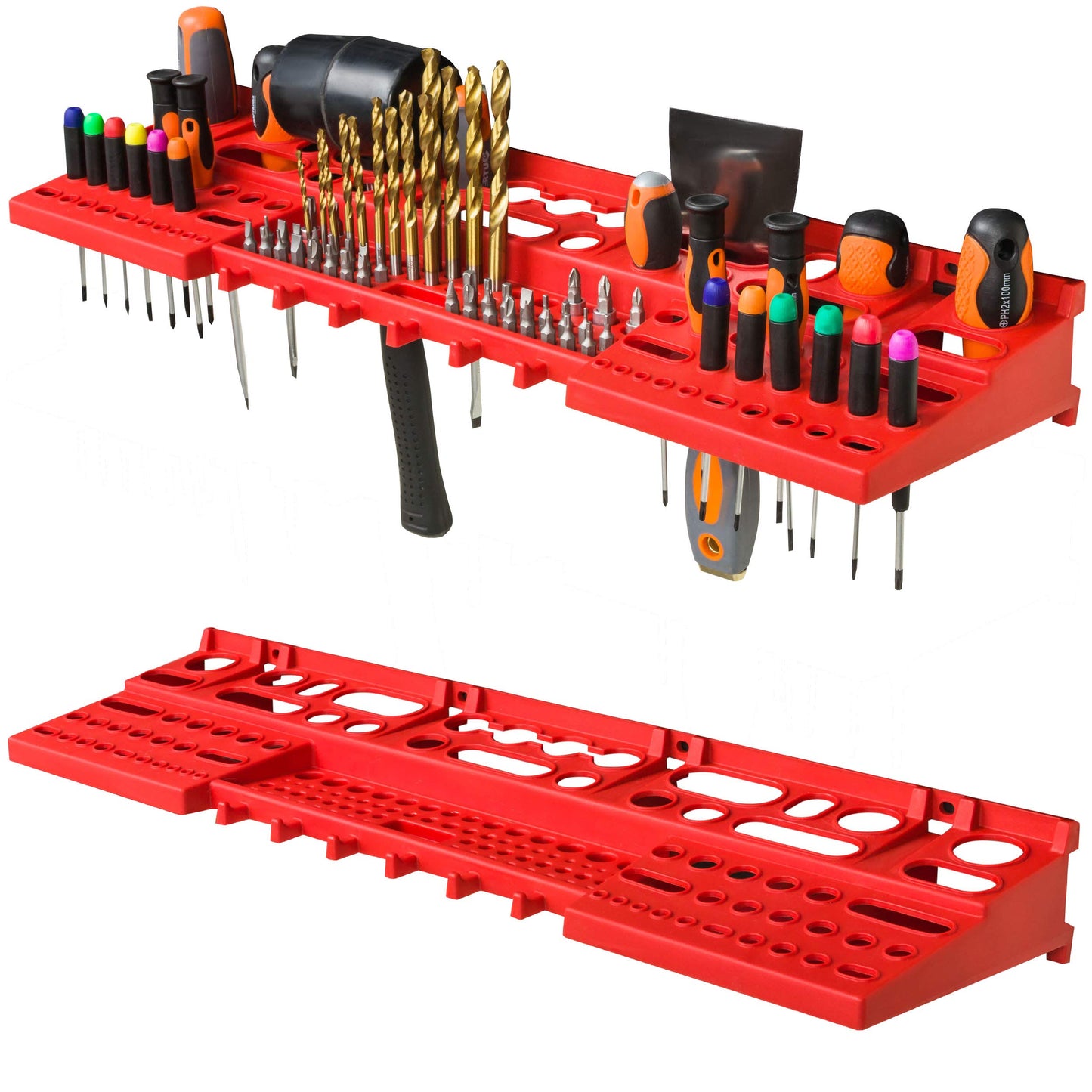 Bottle tool wall 115x78 cm - Set of 58 tool holders with perforated wall workshop shelf plastic garage workshop wall shelf workshop shelf