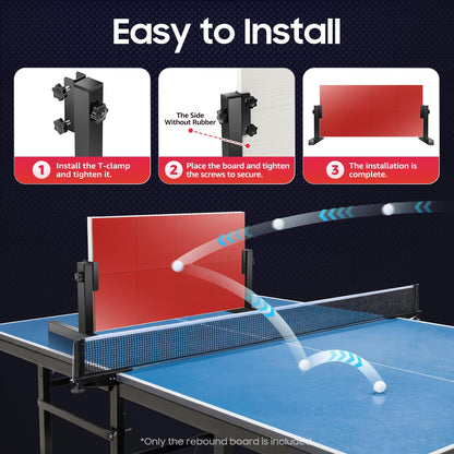 Ping Pong Rebounder Table Tennis Rebound Board with 8 red rubbers, self-training equipment for home gym indoor outdoor.
