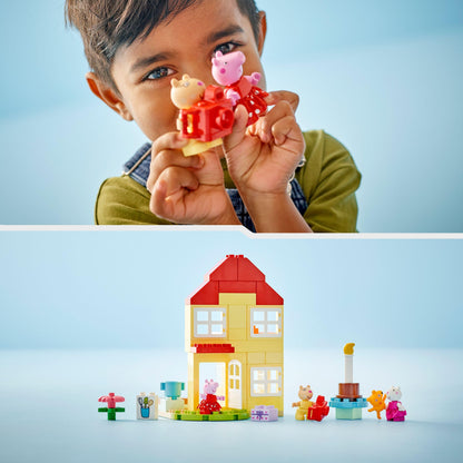 LEGO DUPLO Peppa's Birthday House: creative toy with 3 figures, buildable and rebuildable toy house for kids aged 2 and up, boys and girls, promotes dexterity 10433