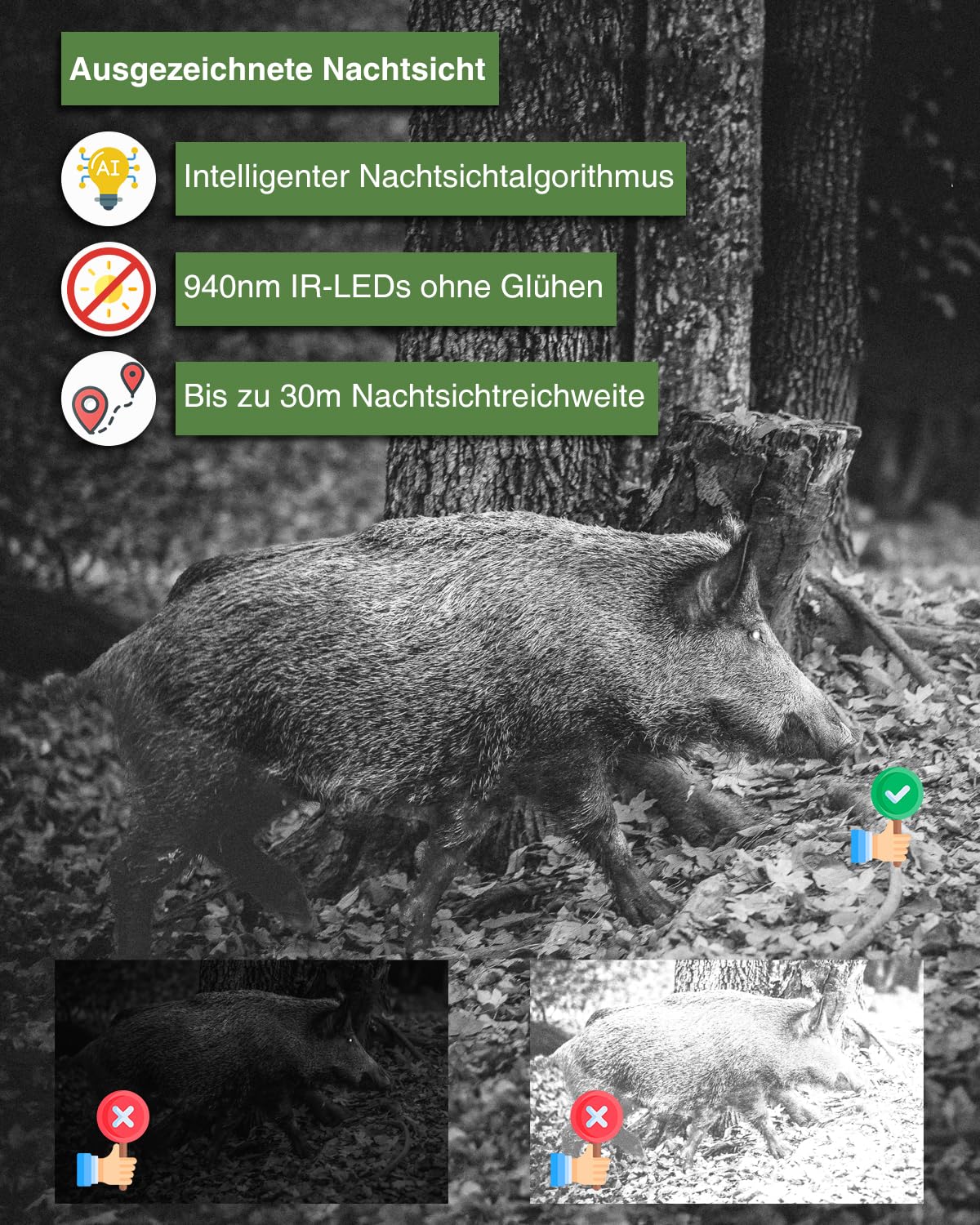 Meidase P200P trail camera with WiFi Bluetooth, 48MP 1296P, 30m night vision, 0.1s motion activation, IP66 waterproof, mobile app transmission, 8000mAh rechargeable battery, outdoor surveillance