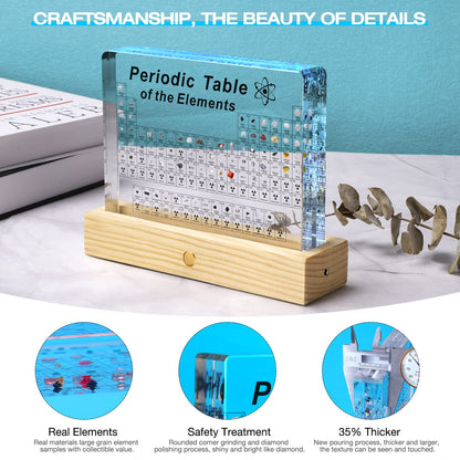 Jeebel Periodic Table of Real Elements, LED acrylic periodic table lamp with 83 real element samples, a great educational tool for crafting and creative gift for students, teachers, and children.