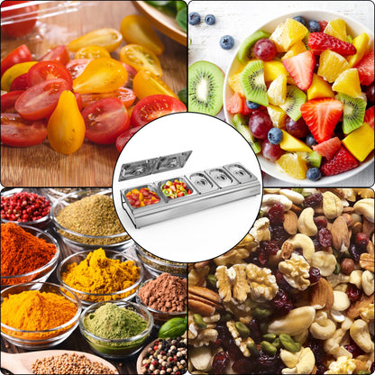 Fire-resistant pizza ingredient container, stainless steel container with lid, side dish container for catering & kitchen, catering container, pizza accessories