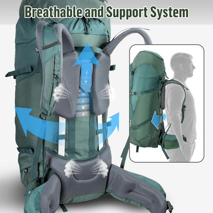 Night Cat Backpack 100L: Trekking Backpack Travel Backpack Men Women Breathable Lightweight for Camping Trekking Mountaineering Climbing Bike Travel.