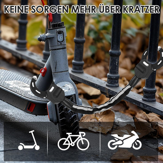 The Shine E-Scooter lock is a bicycle lock, handcuff lock with silicone protection against scratches. Electric scooter lock with storage bag for scooters, strollers.