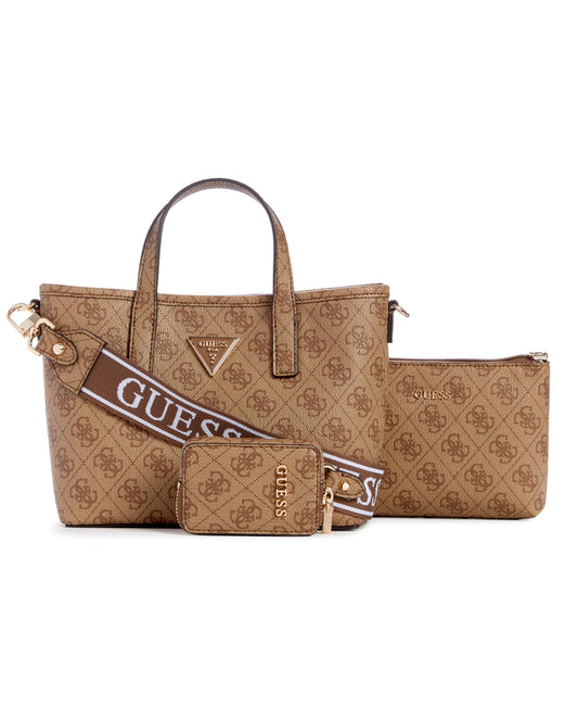 GUESS Women's Latona Tote Mini Handbag, Shoulder Bag, Latte Logo