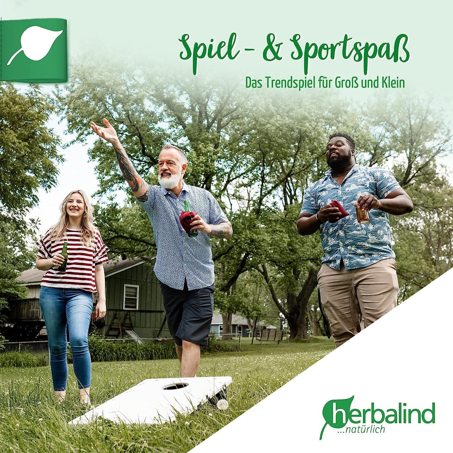 Herbalind Original Cornhole Game Bean Bag Set - high-quality toss bags 15x15cm, ideal for outdoor Cornhole board game, made from 100% cotton with 400g corn filling (Yellow and Anthracite)