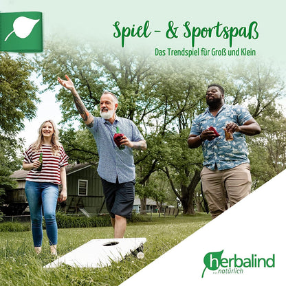 Herbalind Original Cornhole Game Bean Bag Set - high-quality toss bags 15x15cm, ideal for outdoor Cornhole board game, made from 100% cotton with 400g corn filling (Yellow and Anthracite)
