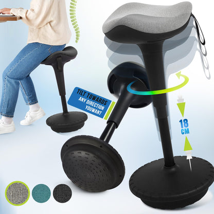 IWMH Ergonomic Work Stool, Height Adjustable Standing Aid, Breathable Sit-Stand Stool 360° Rotatable, Ergonomic Standing Stool Office, Gray (Gray)