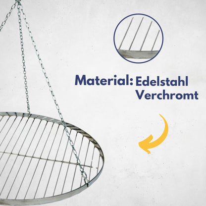 Best Sporting Swivel Grill Grate made of stainless steel with hanging chain, diameter approx. 60 cm, suitable for all tripods.