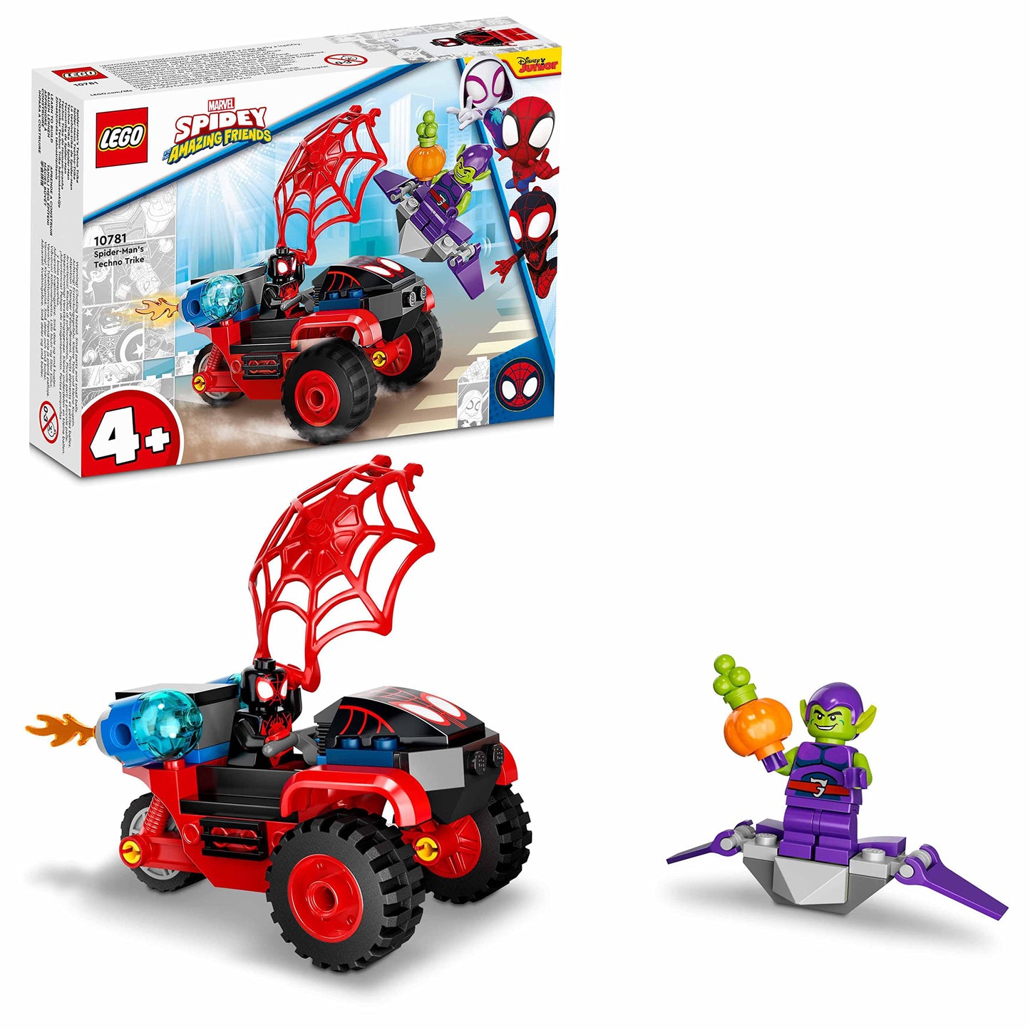 LEGO 10789 Marvel Spider-Man's Car and Doc Ock Set, Spidey and His Super Friends & 10781 Marvel Spidey and His Super Friends Miles Morales: Spider-Man's Techno-Trike, for ages 4 and up.