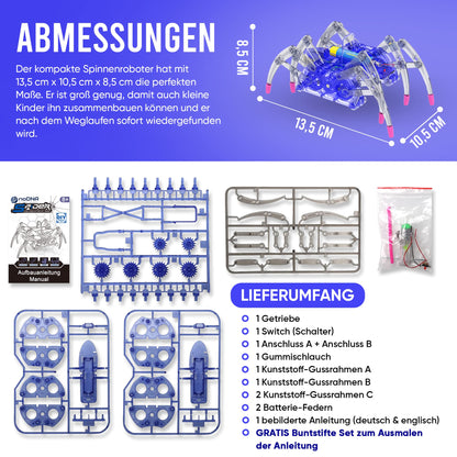 No DNA Robot Kids Spider Robot DIY Kit - Experiments for Kids 8+ - Robot Boy Toy Robot Spider Toy for 8+ Years