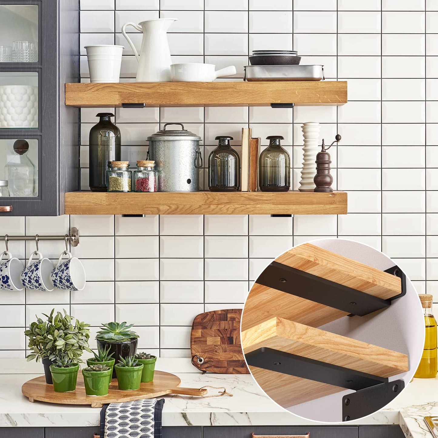 zhongko Shelf Bracket 6Pcs Heavy Duty Angle 6 Inch for Wood Plank Shelf Brackets Black Heavy Duty Metal L Shelf Bracket for Wall Mounted (Black, 6in-6pcs)