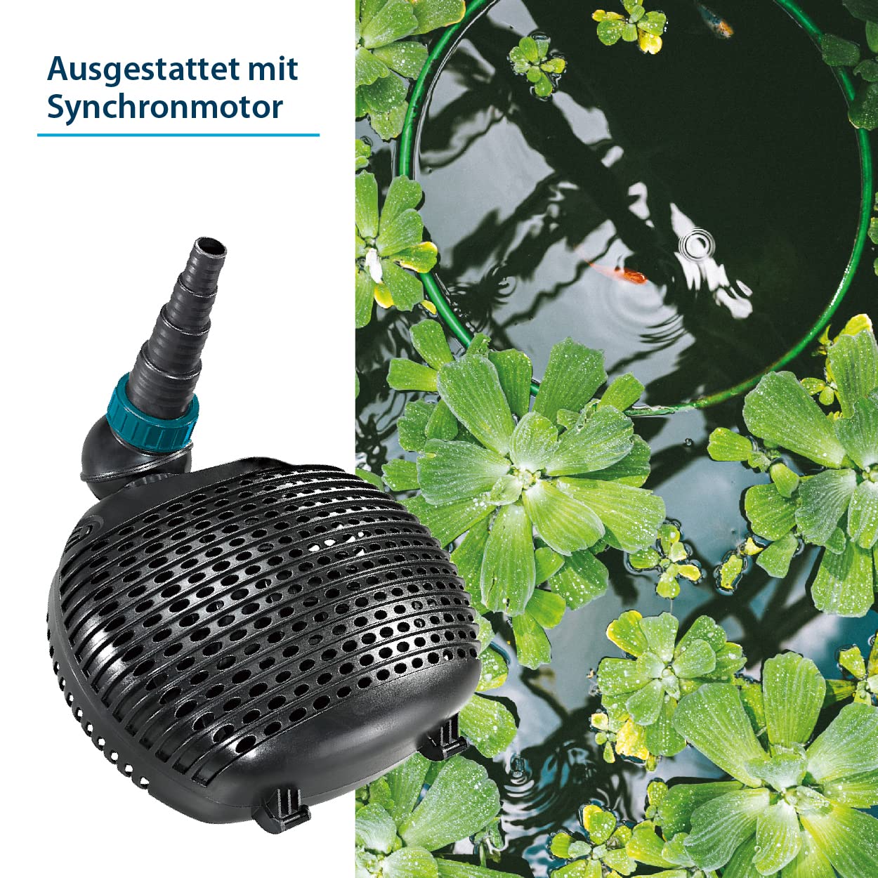 AquaForte EC 8,000 Filter/Pond Pump, 50 Watts, Max flow rate 8,000 liters per hour, Max head height 4 meters, Cable length 10 meters, Suitable for streams, waterfalls, fountains, etc.