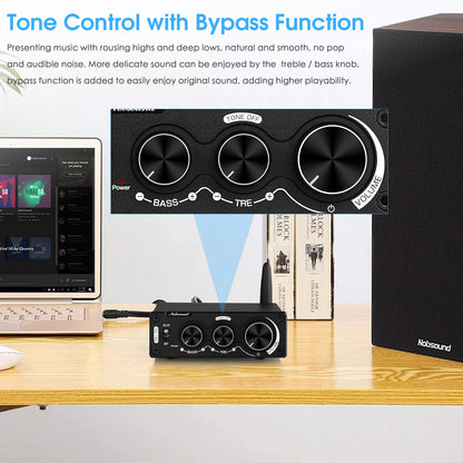 Nobsound 200W Mini Bluetooth Digital Amplifier HiFi Stereo Amp with Bass and Treble Control for Home Speakers