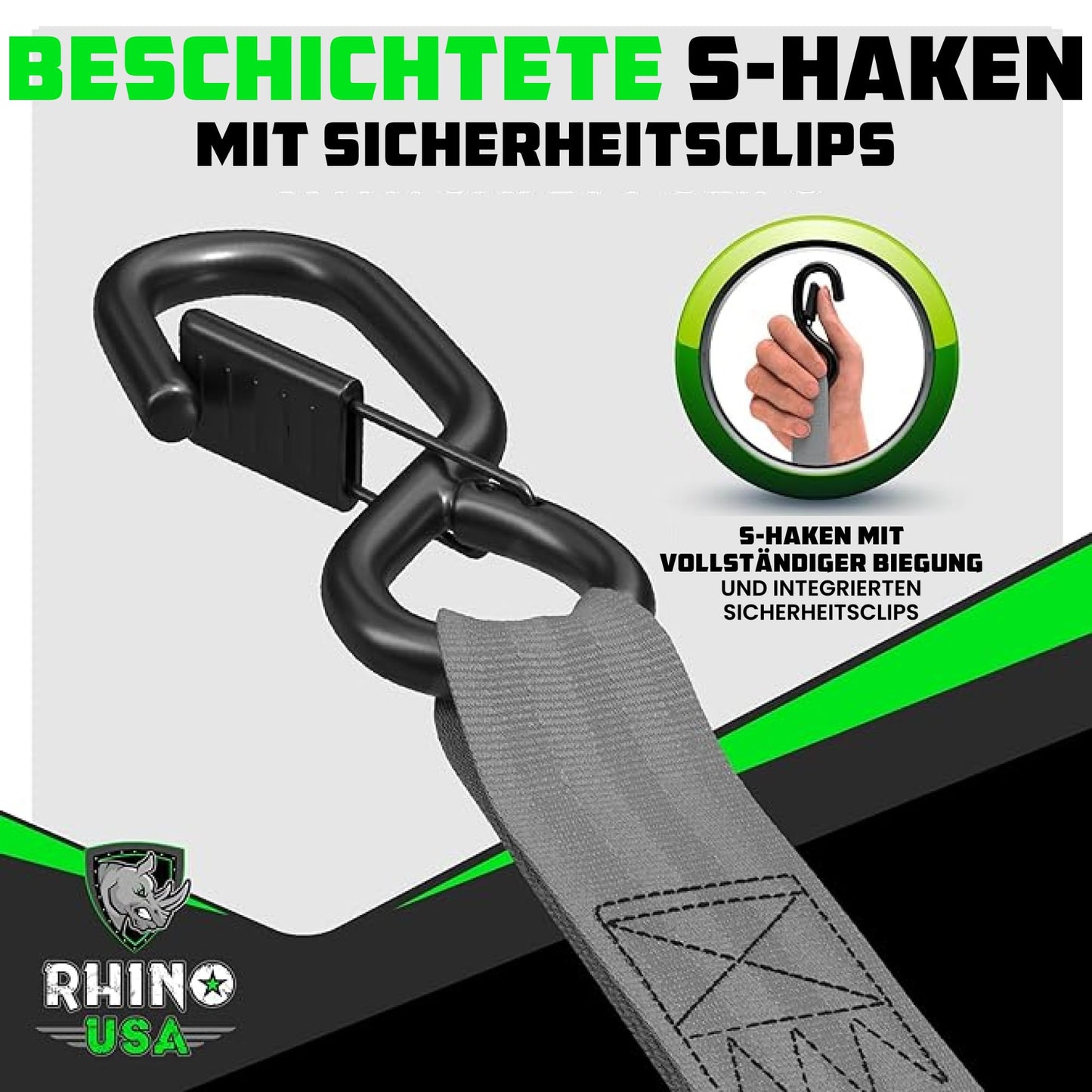Rhino USA Self-Retracting Ratchet Straps (4-Pack) - 1" x 10' (1,200 lbs Breaking Strength) - Heavy Duty Automatic Ratchet Straps for Trucks, Trailers, Motorcycle, Bike & More - Gray