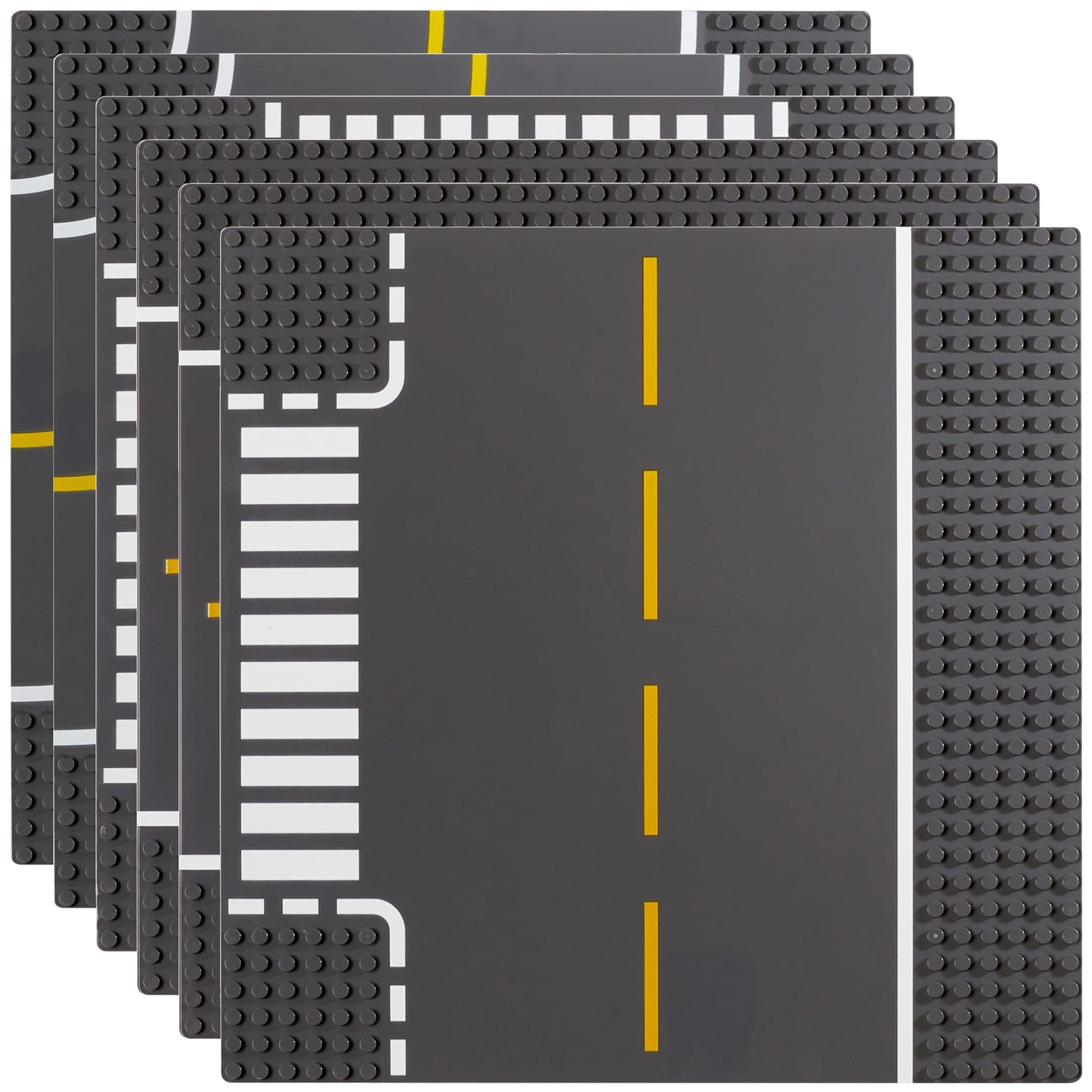 Apostrophe Games Classic Building Brick Baseplate compatible with all major brands (Roads 6-Pack)