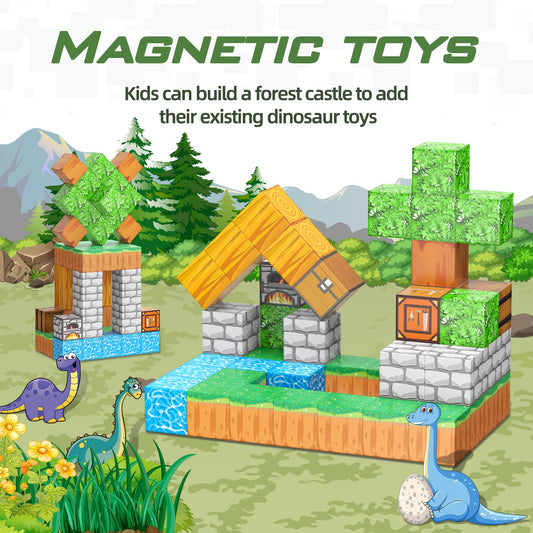 JauniQ Magnetic Building Blocks, STEM Montessori Sensory Toy, Gifts for Boys Girls 3+, Fidget Building Toy