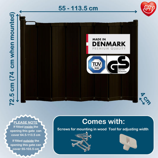 BabyDan Guard Me, Auto Retractable Stair Gate, fits openings between 55-89 cm, White, Made in Denmark - Baby gate/safety gate (pet gate/dog gate)