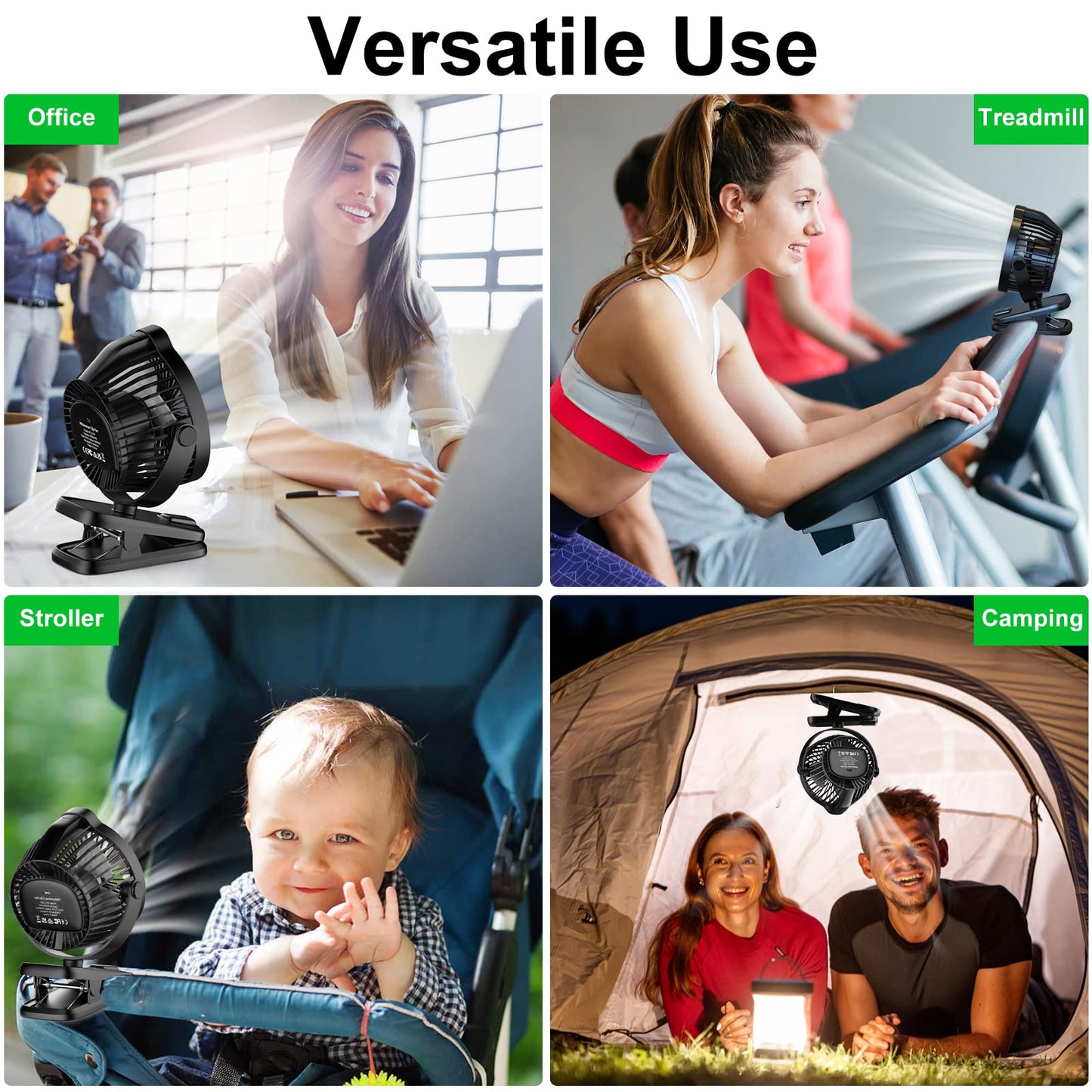 Minthouz Table Fan with Clip, 8000mAh USB Fan, 5 Speeds Portable Mini Fan, Quiet Ceiling Fan Ideal for Outdoor Camping/Stroller/Home/Office