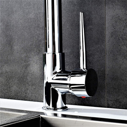 Professional kitchen sink faucet mixer tap with pull-out spring spray in chrome color.