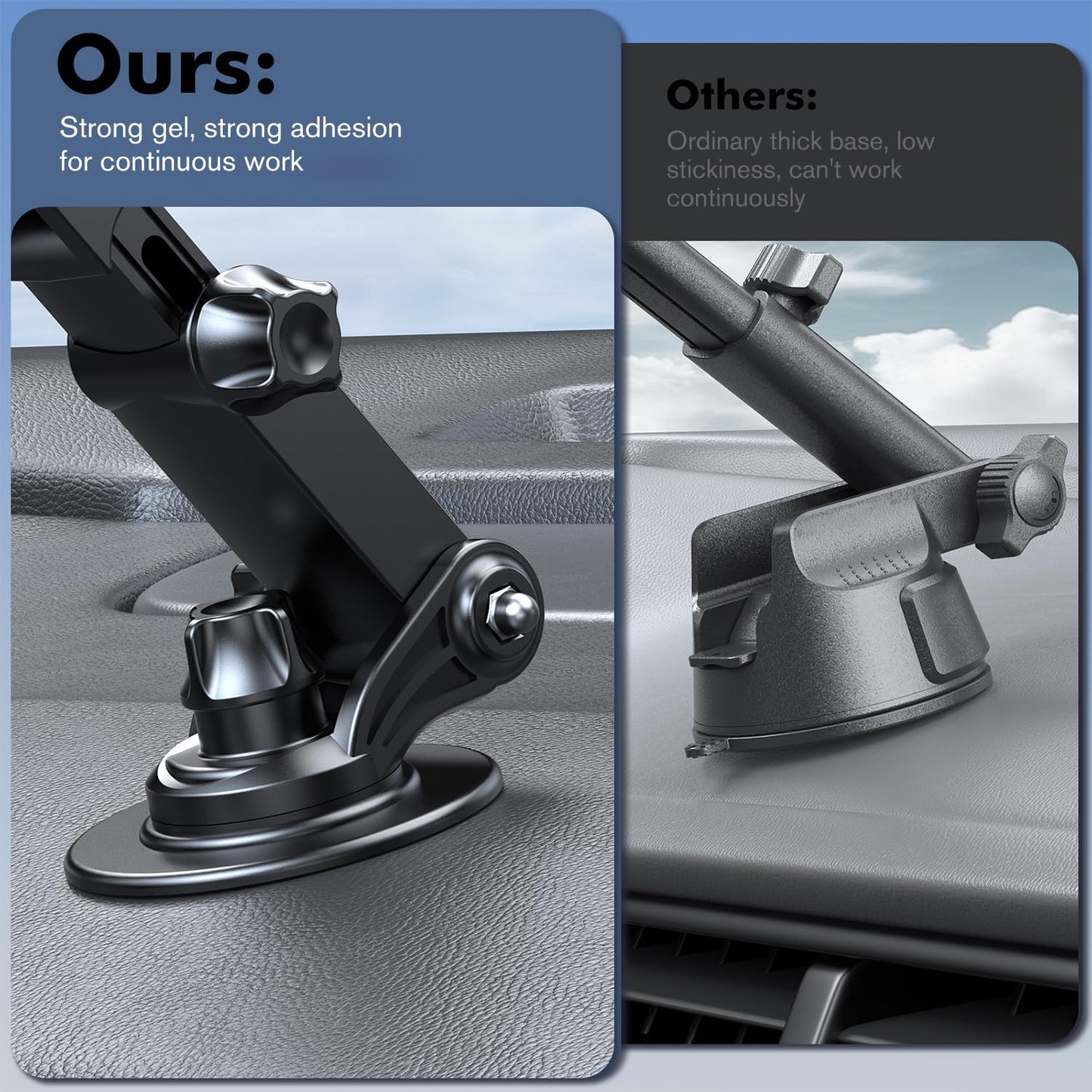 OHLPRO Tablet Holder for Car with 3M Adhesive Pads, 360° Rotating Adjustable iPad Car Mount, Universal Windshield & Dashboard, for All 5-13 Inch Phones and Tablet Holders
