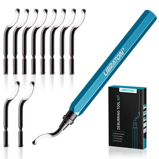 Libraton deburrer with 11 blades (BS1010), hand deburrer, plastic deburrer, universal deburring tool for plastic (including 3D printing), metal, stainless steel, aluminum, steel