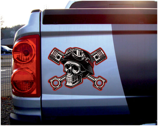 Samunshi Vintage Skull Sticker Car Decal for Motorcycle Bike Scooter or Car Chopper Hot Rod Bopper Enduro Motocross Rockabilly Vintage Re (50x39cm Vintage Skull)