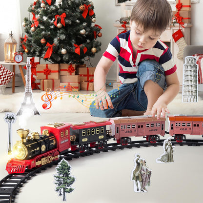 Electric Train Toy, Christmas Train Set, Electric Train Set for Kids, Steam Train Toy with steam, sounds, and lights, Creative toy for kids aged 5 6 7 8 10 12+ years