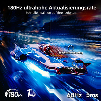 KOORUI 27-inch gaming monitor, 2K QHD 1440P screen, 180Hz 1ms (GTG) curved display, 1500R PC gamer, Adaptive Sync, HDR, anti-glare, 2xHDMI & DP VESA.
