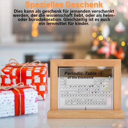 Periodic table with real elements (21 x 16 x 5.5cm), 360° rotatable acrylic periodic table with 83 real element samples, periodic table for educational purposes, great gift for teachers, students, and children.