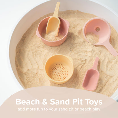Inspire My Play - 3 x Nature Stackable Silicone Bowls and Sieve - Perfect accessory for Sensory Play Tray - Accessories for Tuff Tray - Toys for Early Development & Activity Play.