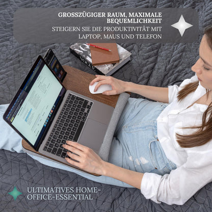 Vigo Wood Laptop Cushion, Portable Laptop Table with Cushion, Soft Cushion Bed Sofa Table for Home and Office, Portable, Lightweight, Soft Wrist Rest, Suitable for Laptops, Tablets.