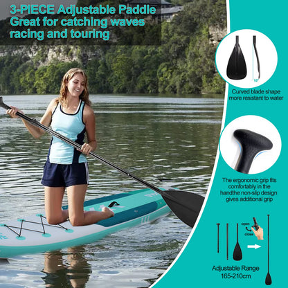 SUP Board, Inflatable Stand Up Paddling Board Set Wide Stable Design 320×84×15cm/335x84x15cm up to 200KG with Complete Accessories, Stand Up Paddle Board Surfboard for Kids & Adults