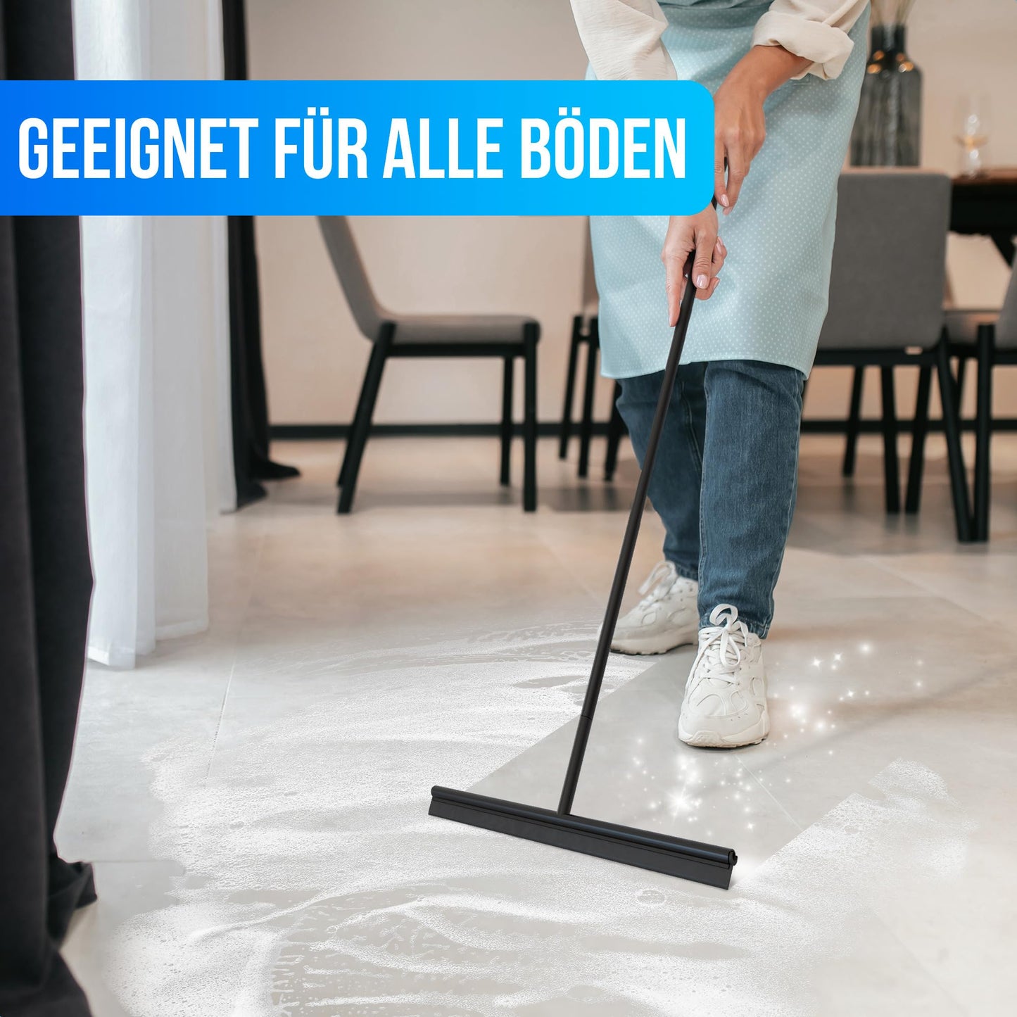 Avalo water squeegee floor wiper with handle - Luxury floor wiper - Aluminum water squeegee - Shower squeegee - Bathroom - Black - 136x40 cm.