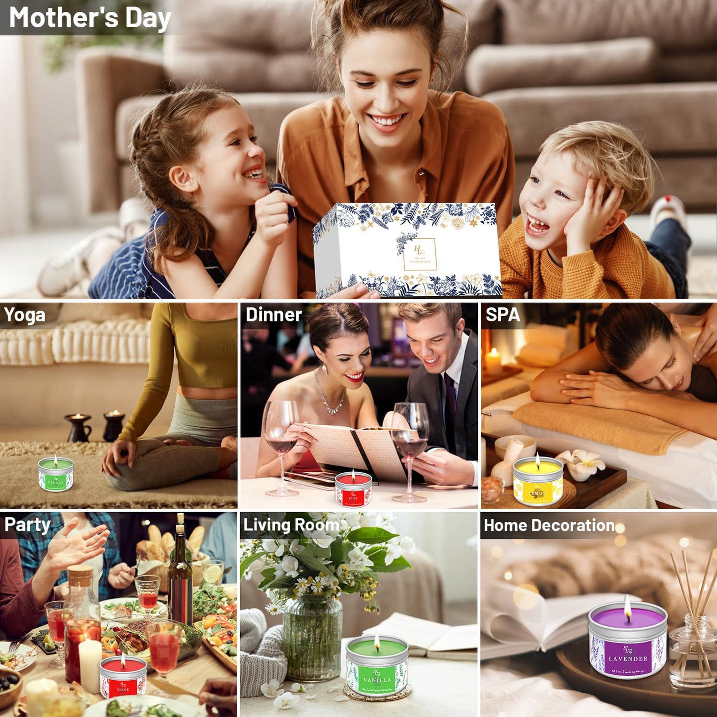 ETUOLIFE Candle Making Set, DIY Candle Making Kit, Scented Candle Gifts Set with Natural Soy Wax, Candle Melting Pot, 8 Candle Tins, 4 Fragrance Oils, 4 Color Blocks, 50 Candle Wicks Stickers, Stickers