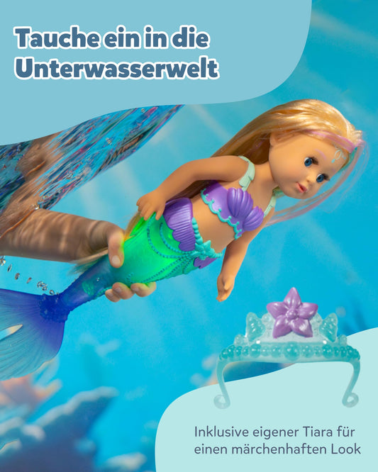 BABY born Mermaid - 43 cm doll - High-quality hair with colorful strands - Glowing tail fin - Battery operated - Suitable for kids aged 3 and up, green