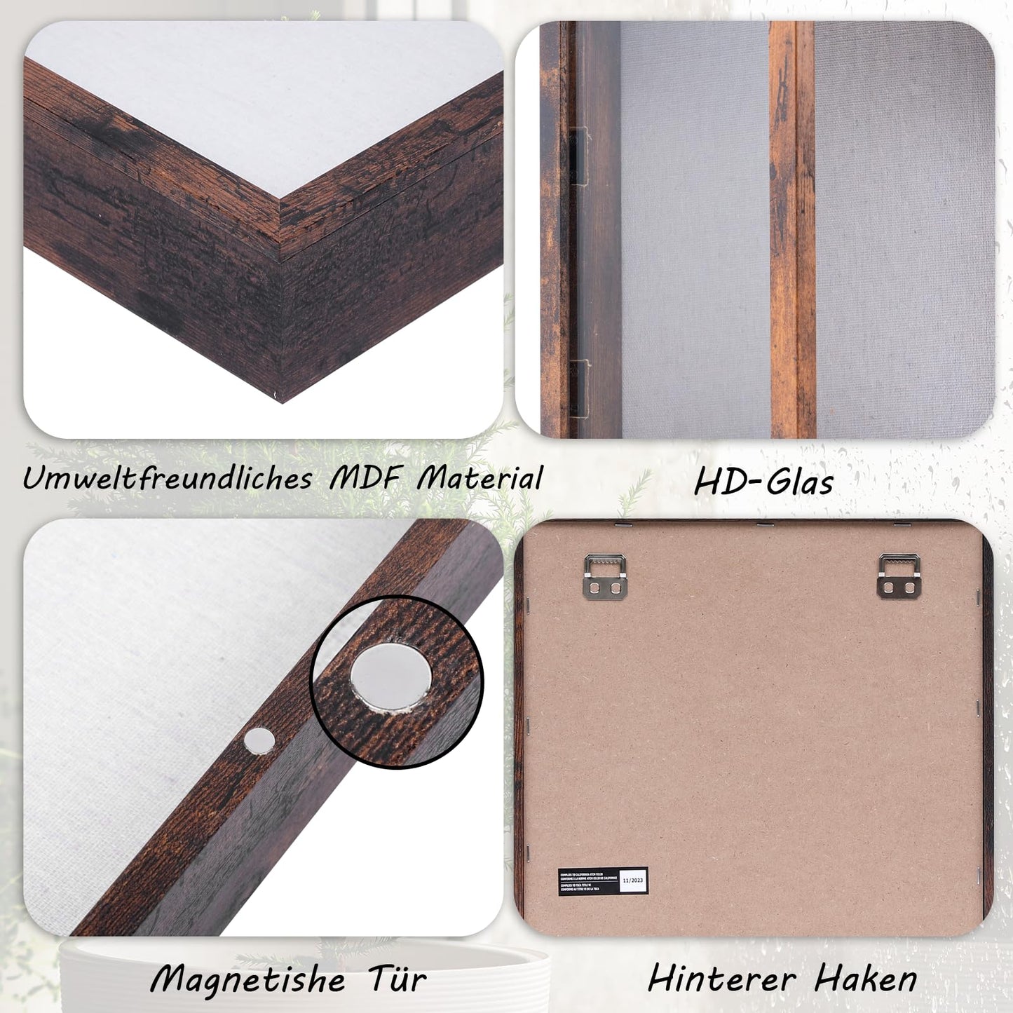 Muzilife Wood 3D Picture Frame for Filling with Opening 28x35cm, Dark Brown Object Frame with Pins and Dowels for DIY Display Shadow Box, Gift for Family Friends Office, Dark Brown