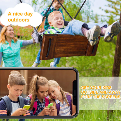 PELLOR Wooden Swing Seat Adult Swing Kids Swing Garden Board Swing for Indoor Outdoor Games with Adjustable Height Rope Loadable up to 200KG (Brown)