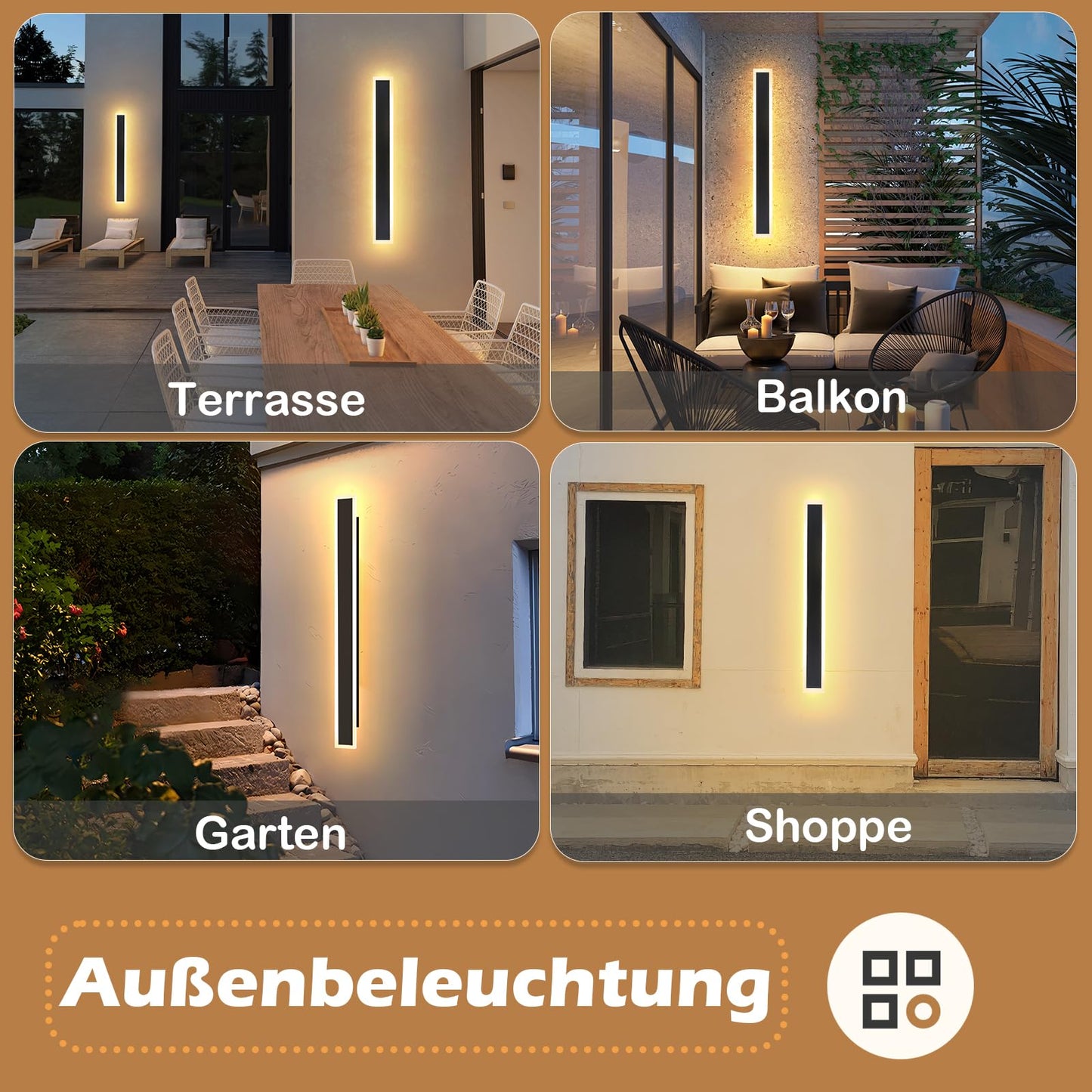 ZMH LED outdoor wall light: 100cm black exterior wall lamp long villa outdoor lamp IP65 waterproof modern outdoor light 21W wall lighting for garden staircase terrace