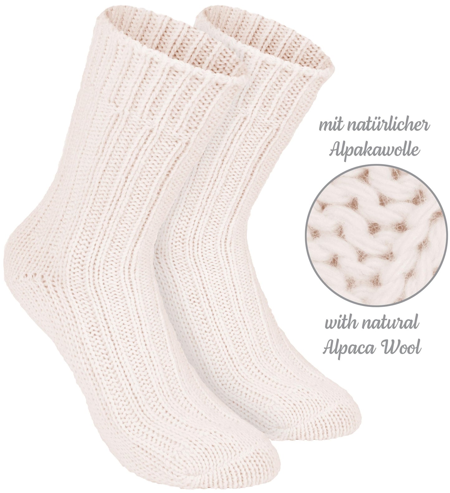 BRUBAKER 4 Pairs of Alpaca Socks with Alpaca Wool - Winter Sock Set for Women and Men - Blue Gray Beige - Size 35-38