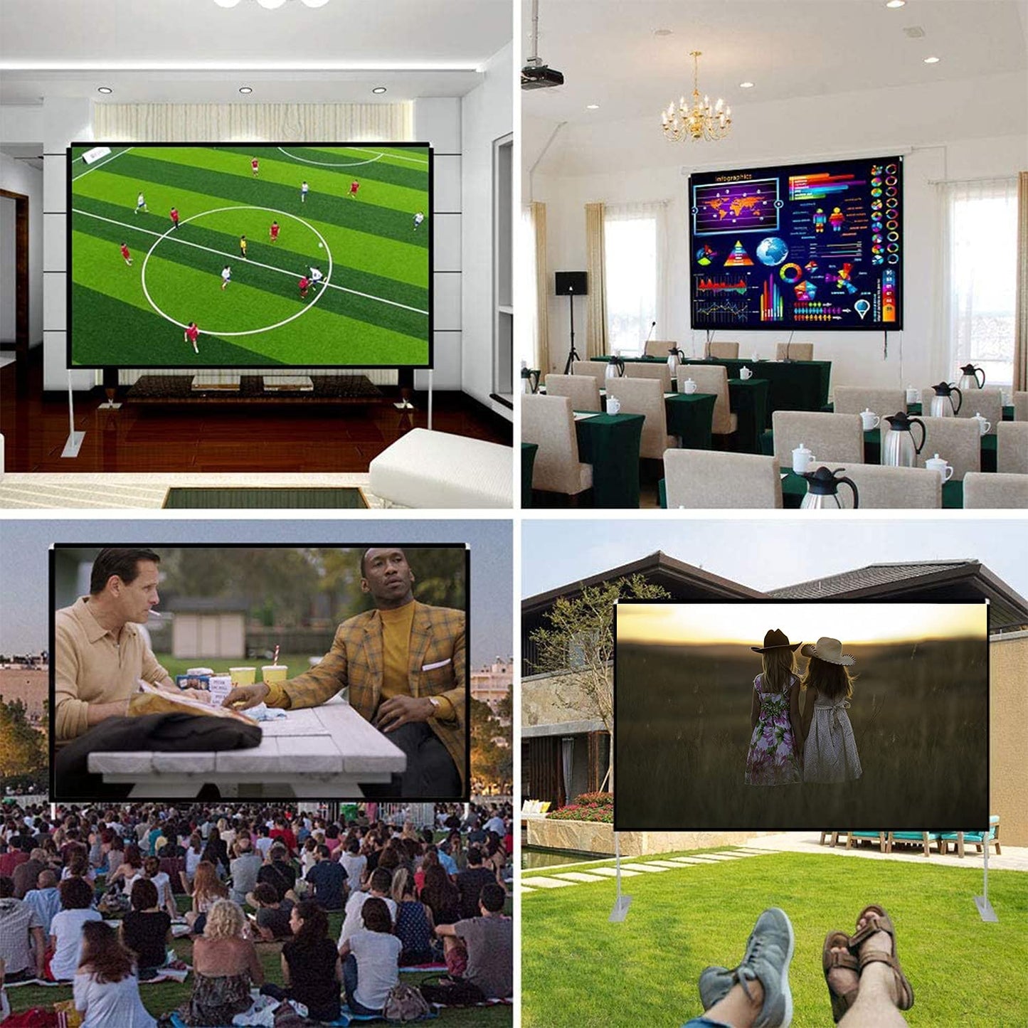 Projection screen with stand 100 inch HD 4K Outdoor Indoor Projector Screen Quick Folding Portable Movie Screen 16:9 Full Set Bag for Home Cinema, Camping, and leisure events