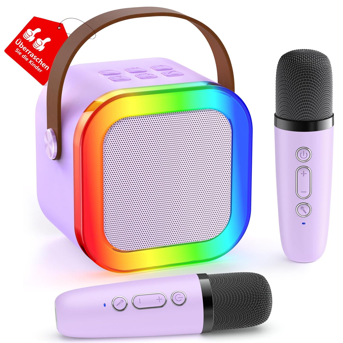 Karaoke Machine for Kids, Gift for Girls 3-12 Years, Karaoke Kids Toy for 3-12 Year Old Girls, Karaoke Machine with 2 Karaoke Microphones for Kids, Purple